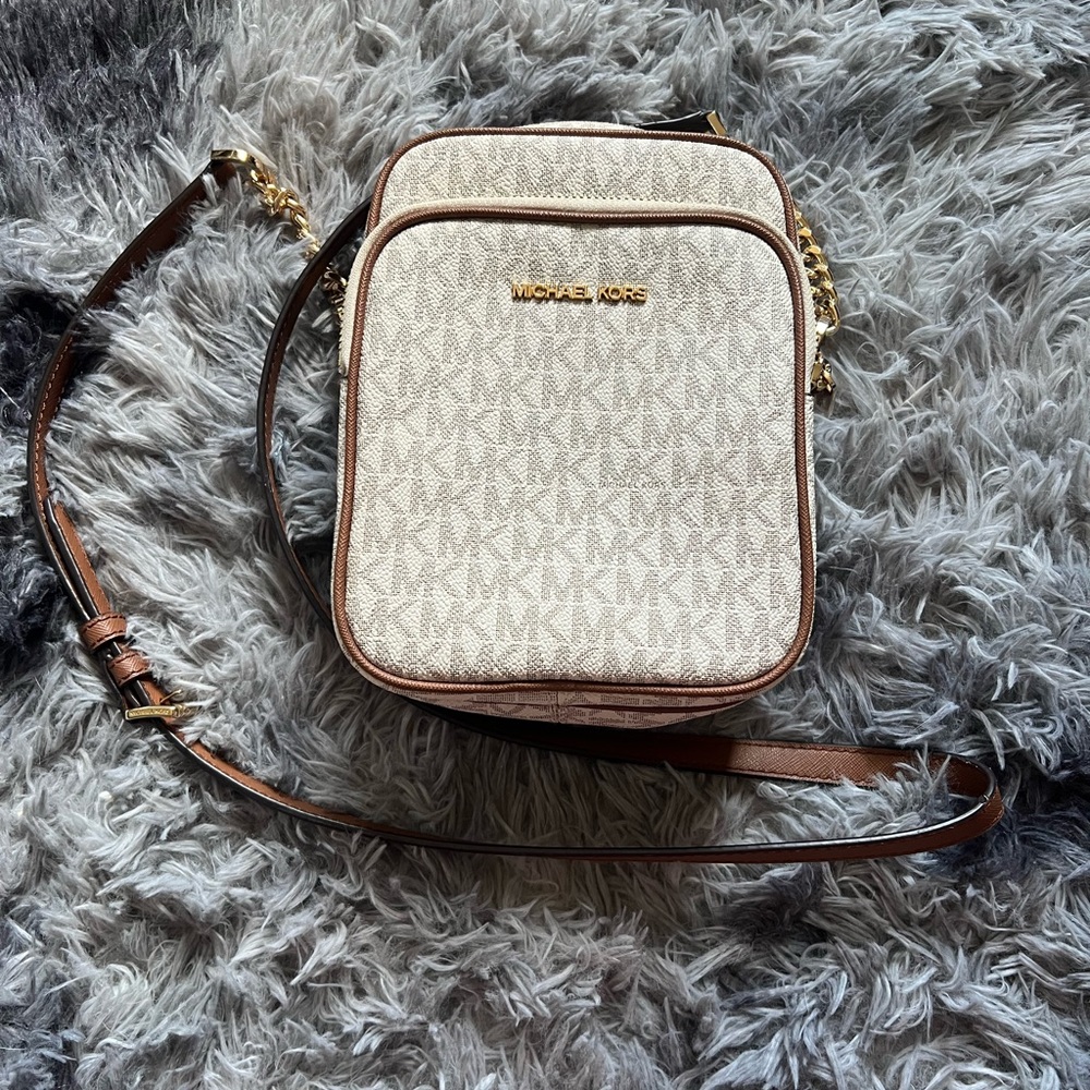 Michael Kors Beige and Brown Crossbody Bag